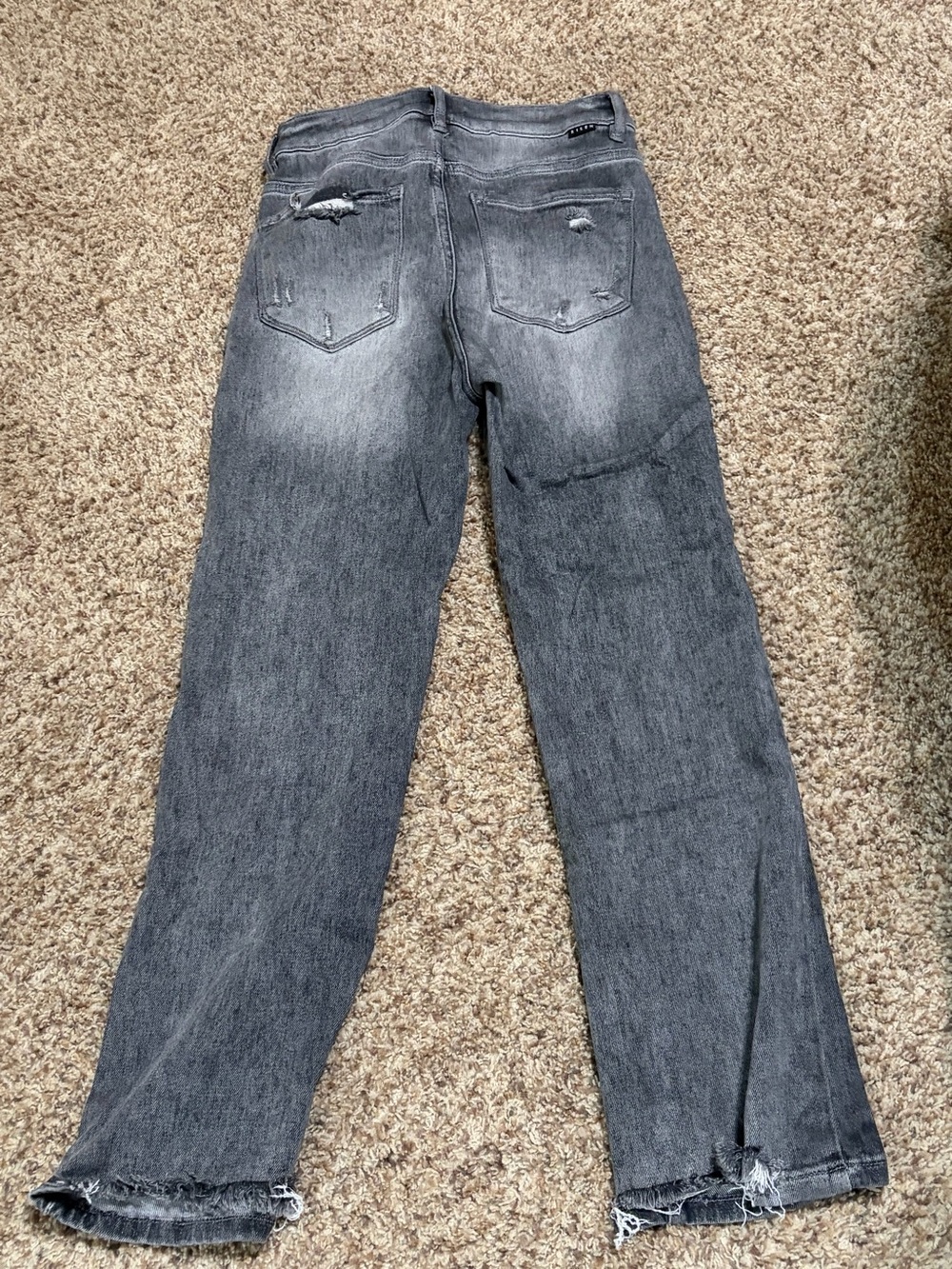 Women’s Risen Brand l Washed Black Jeans with Frayed Hem and distress
